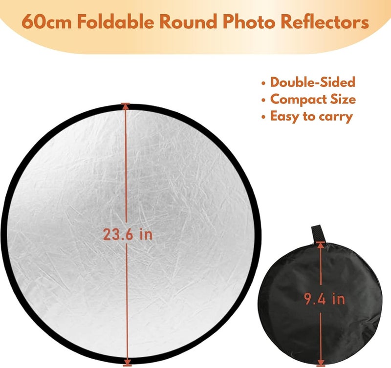 SuperRC 2 in 1 Photo Collapsible Photography Reflector 24'' Portable Camera Panel for Studio Outdoor Lighting Indoor Shooting, Video Portraint Photography Diffuser, White and Silver Reflector for Selfies - Image 5